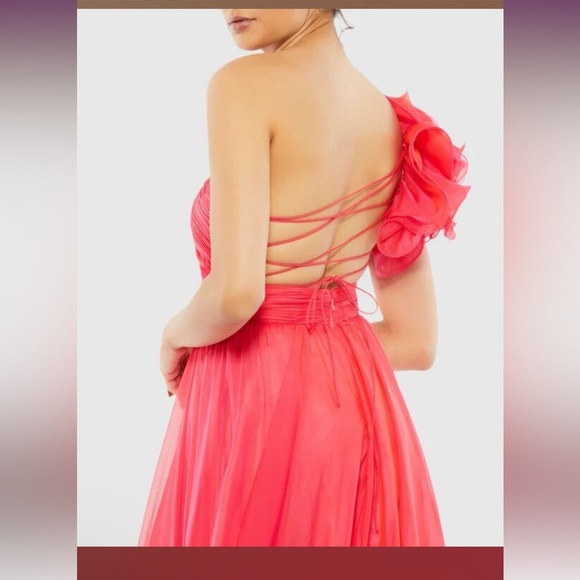 Mac Duggal 67941 One Shoulder Lace-Up Dress Size 2 New - Picture 3 of 6